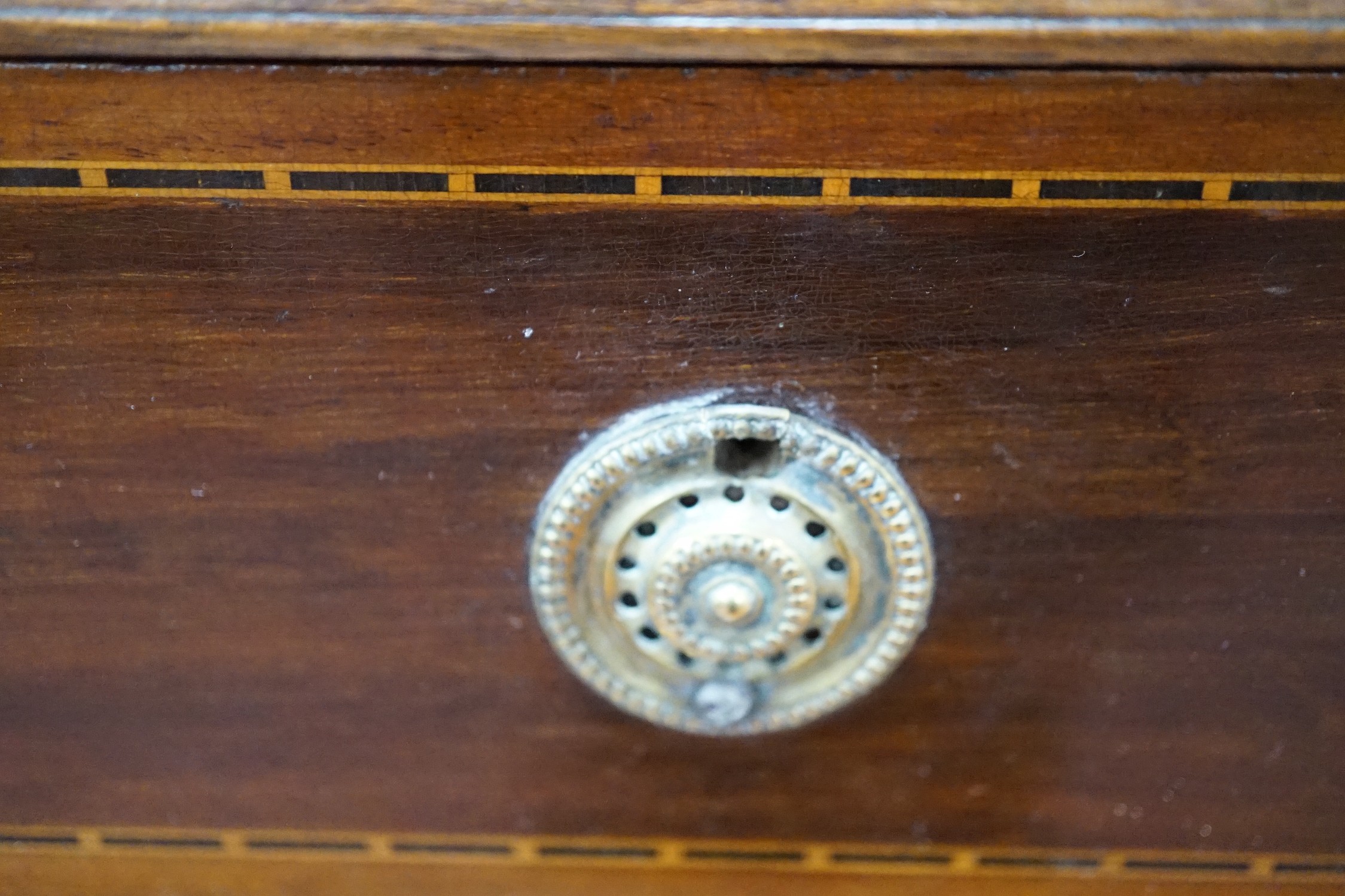 An Edwardian ebonised jardiniere stand with brass liner, width 46cm, depth 46cm, height 85cm, and a miniature two drawer chest *Please note the sale commences at 9am.